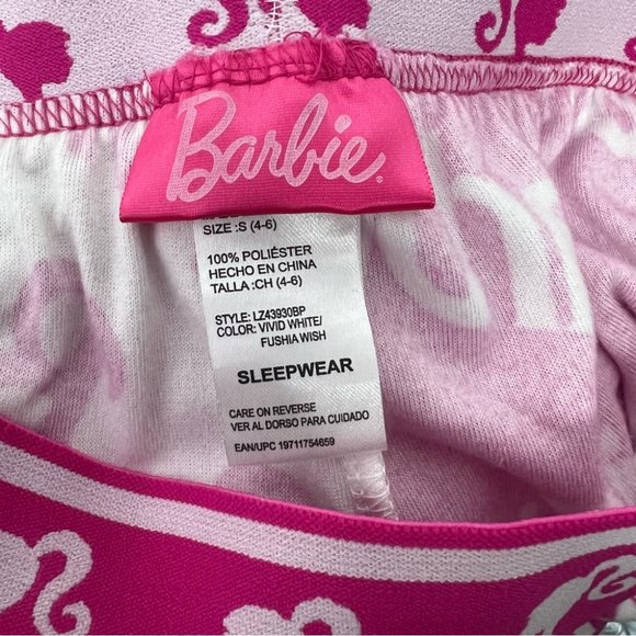 Barbie pants soft velour feel fabric cozy pink white half half one leg different - Picture 9 of 10